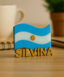 Escarapela Bandera Argentina 3D personalizada con nombre