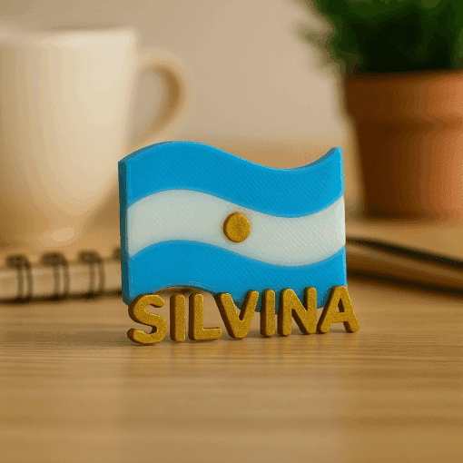Escarapela Bandera Argentina 3D personalizada con nombre